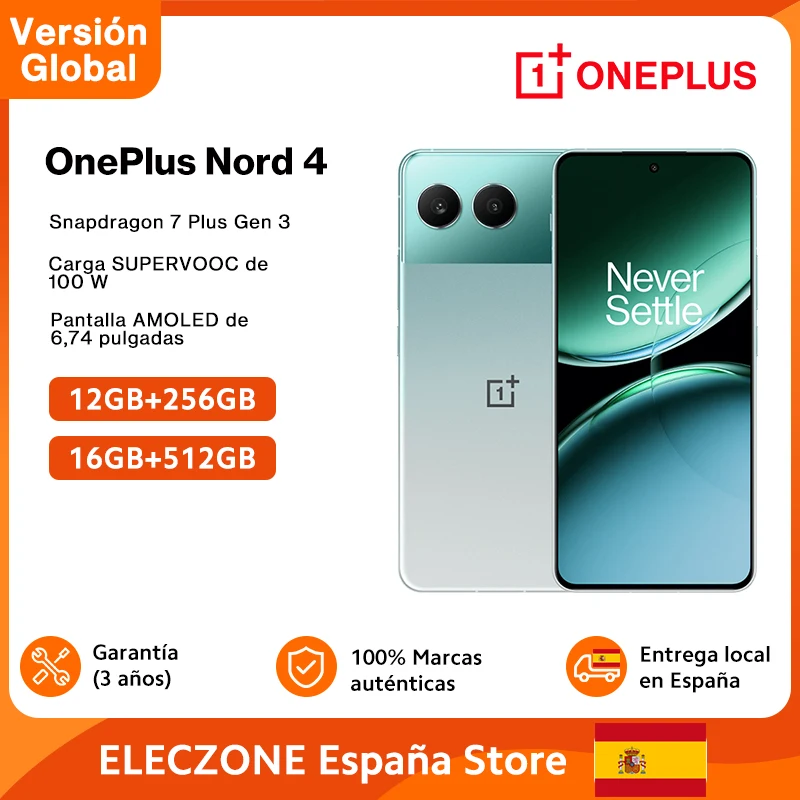 Global Version OnePlus Nord 4 5G Smartphone Snapdragon 7 Plus Gen 3 100W SUPERVOOC 5500mAh Battery 50MP Main Camera 120Hz Screen