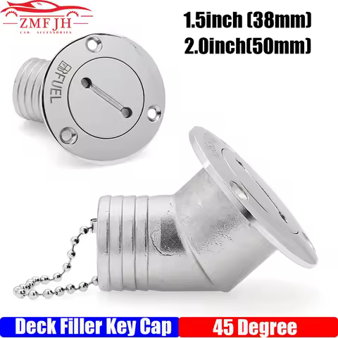 45 Degree 316 Stainless Steel Deck Filler Key Cap GAS DIESEL FUEL WASTE WATER 38mm 50mm Deck Filler Caps for Marine Boat Yacht