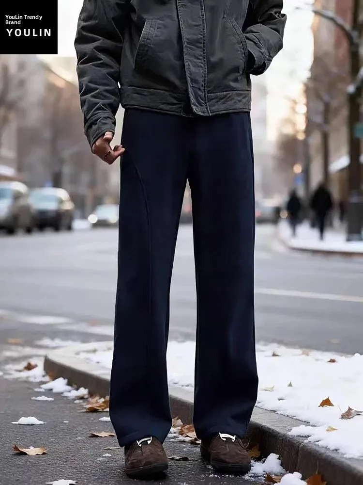 

Slim Fit Fce Lined Sports Pants Men's Winter Thiened Casual Straight Leg Trousers Cleanfit Comfortable Sweatpants