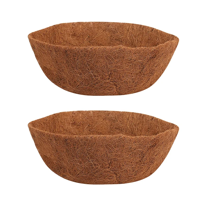 

14 Inch Coco Liner For Planters, 2PCS Round Replacement Plant Basket Liners Natural Coco Fiber Liner For Hanging Basket