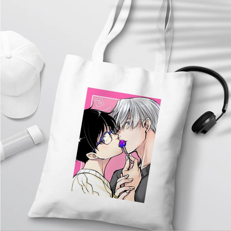 Kawaii Shopping Bag Yuri On Ice BL Yaoi Tote Bag Anime Manga Shopper borse borse a tracolla borsa donna elegante borsa di tela