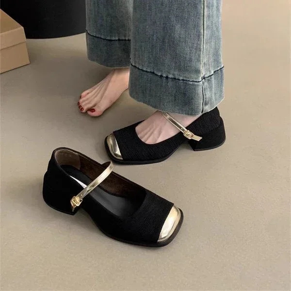 Talons épais, petites escarpins parfumés, chaussures Mary Jane vintage françaises pour femmes