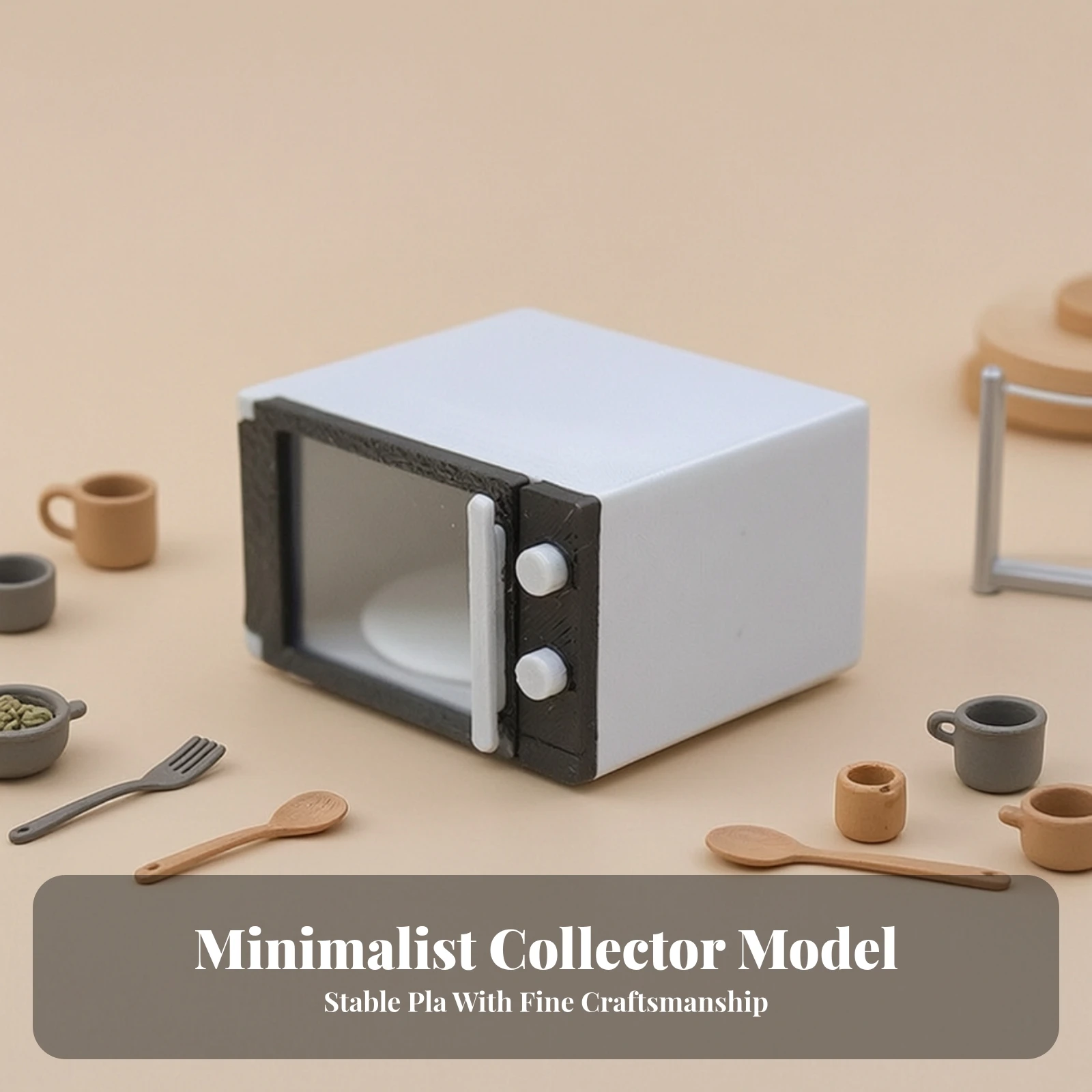 Dollhouse Microwave with Turntable Realistic Miniature Microwave Kitchen Appliance Decorative Accessory Non-Functional