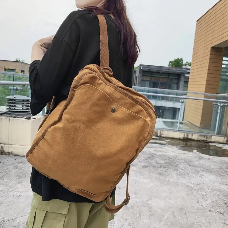 2023 Newest Casual Double Zipper Backpack Large Pockets Cool High Capacity Students School Girl Canvas Shoulder Bag For Women 가방