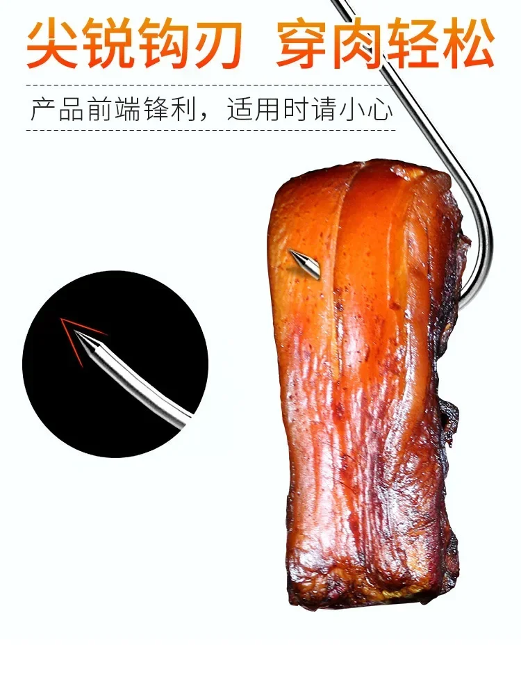 Stainless Steel S Hooks with Sharp Tip Butcher Meat Hook Tool for Hot and Cold Smoking Sausage Grill Duck Hanging Hooks