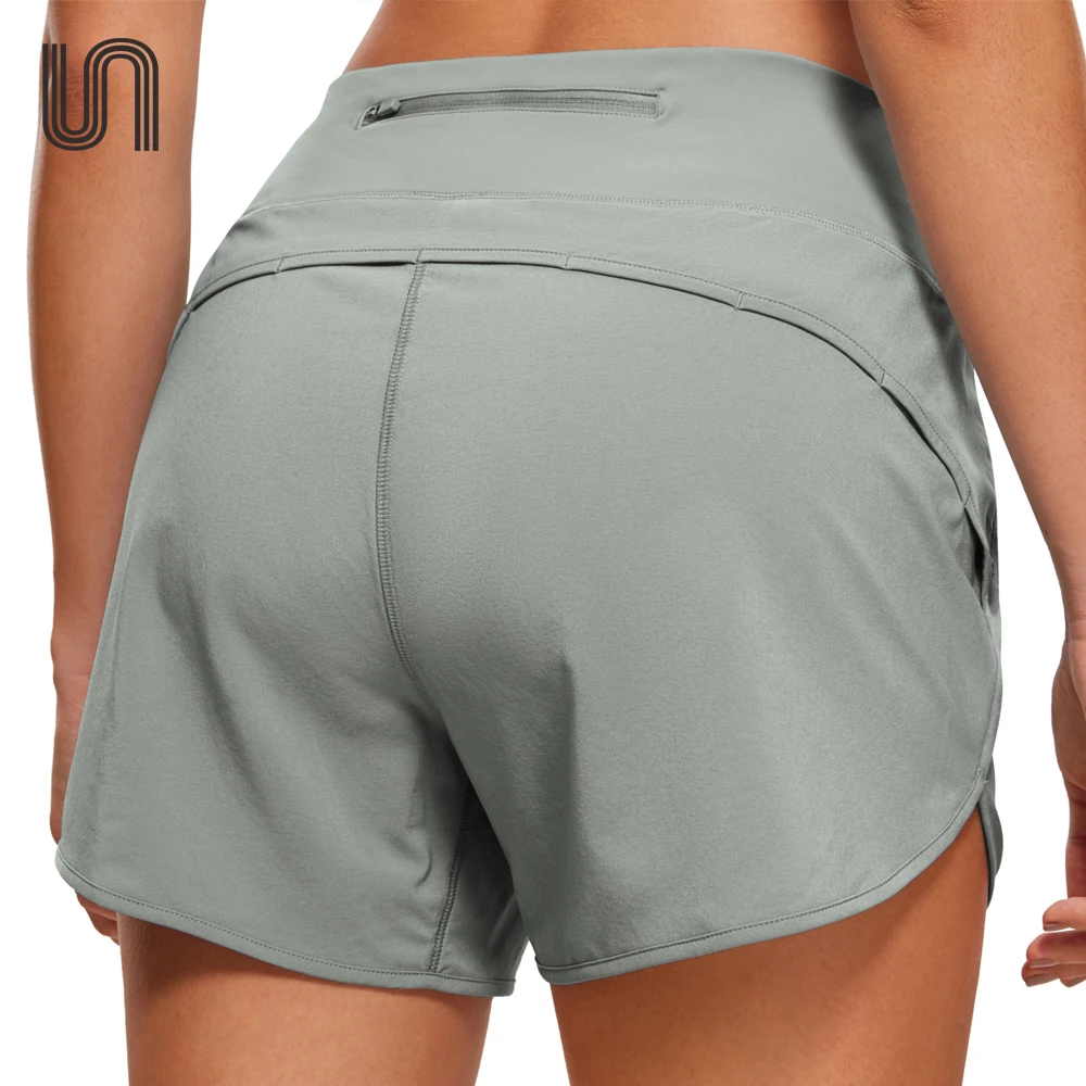 

High Waisted Running Shorts for Women - 4'' Liner Gym Athletic Workout Shorts with Zipper Pockets Breathable