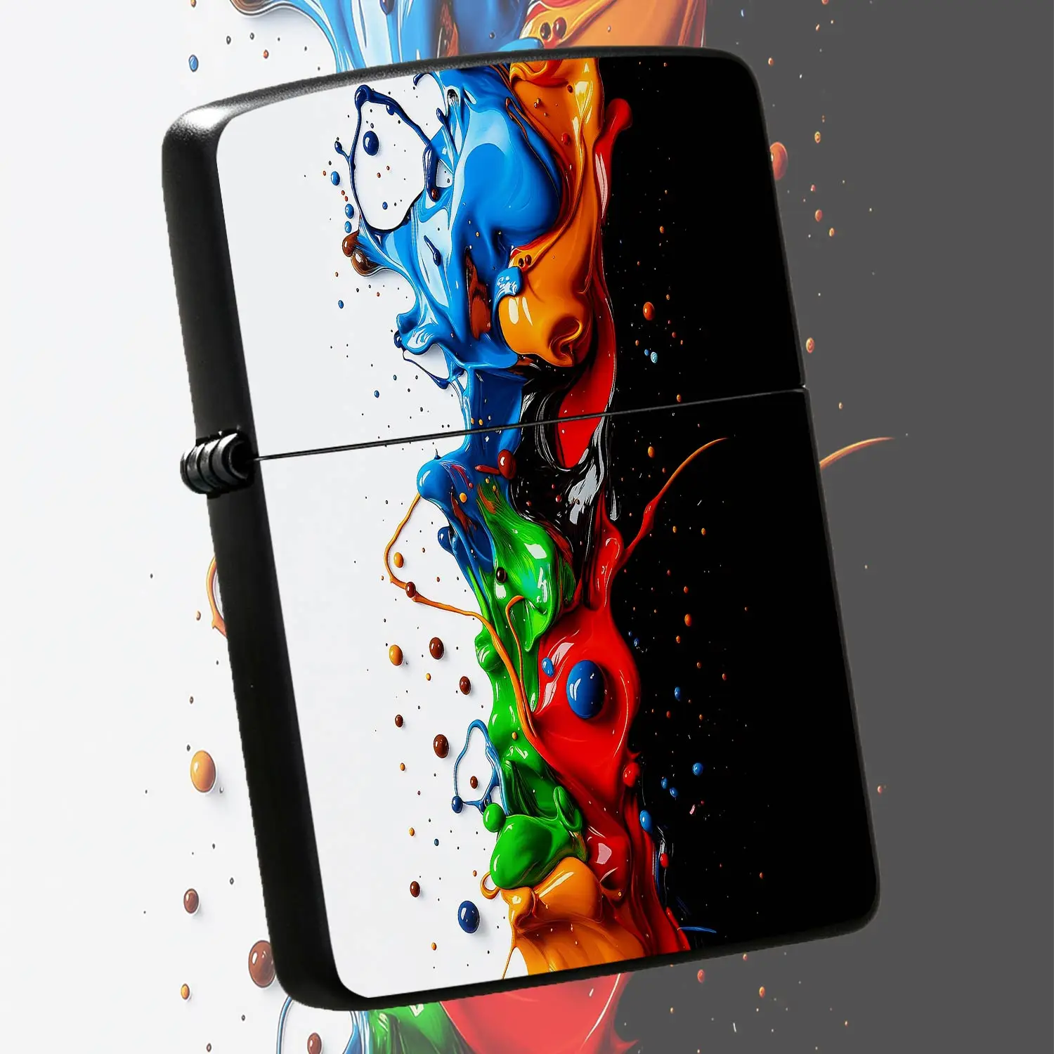 Creative Glossy Splashing Paint Lighter, Artistic Colorful Fluid Design Portable Ignition Tool, Sleek Lightweight All-Scenario Daily Use Accessory, Ideal Gift Choice For Home Outdoor Travel Gathering A Humorous And Interesting Lighter