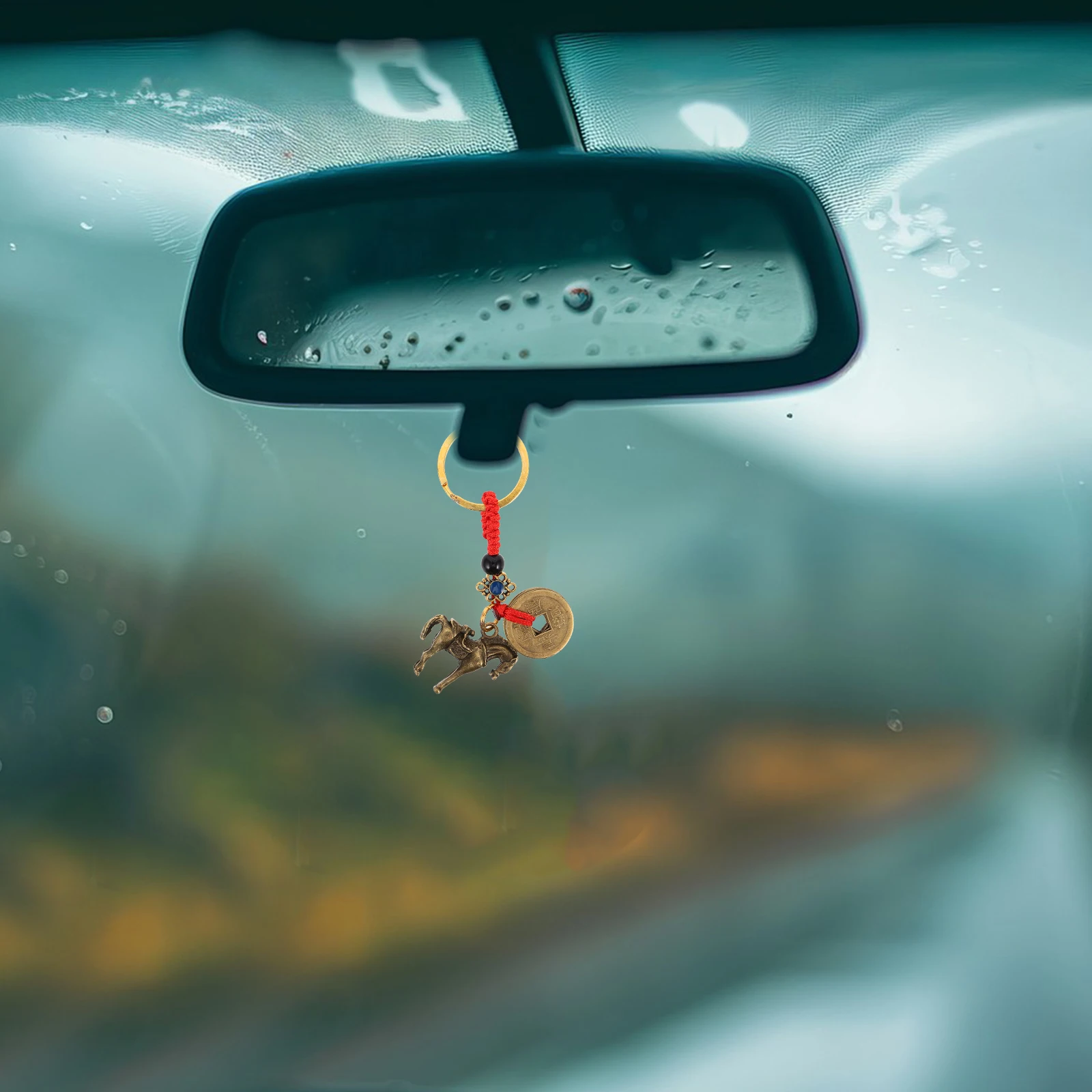 

Brass Car Accessories Lucky Feng Shui Pendants Wealth Hanging nament Chinese Knot Prosperity Charm Decor Rearview