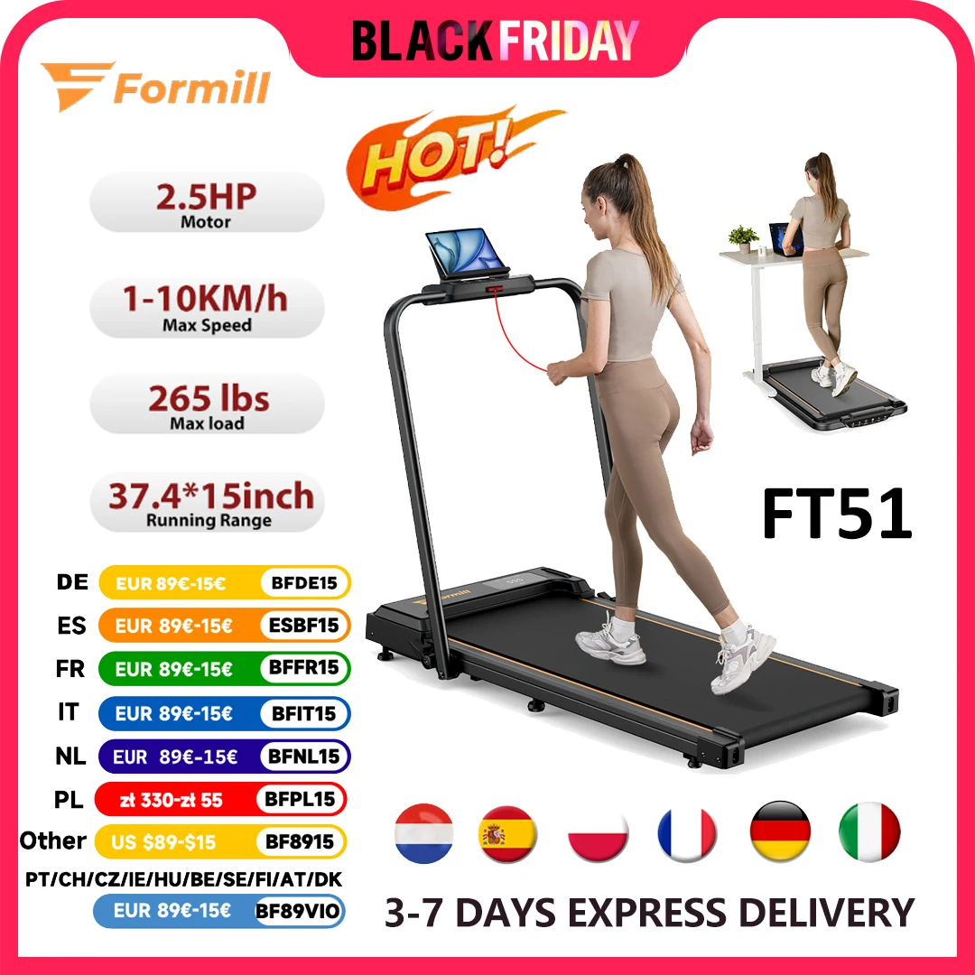 Formill-cinta de correr FT51 2 en 1, velocidad máxima de 1 a 10 km/h, máquina de correr para el hogar
