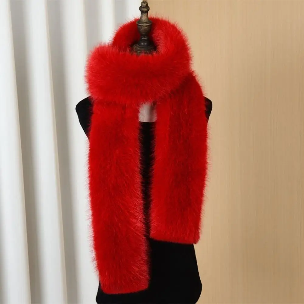 Fashionable 180cm Fake Fur Long Scarf Soft Thick Long Strip Scarf Fur Decor Winter Fluffy Scarf Outdoor