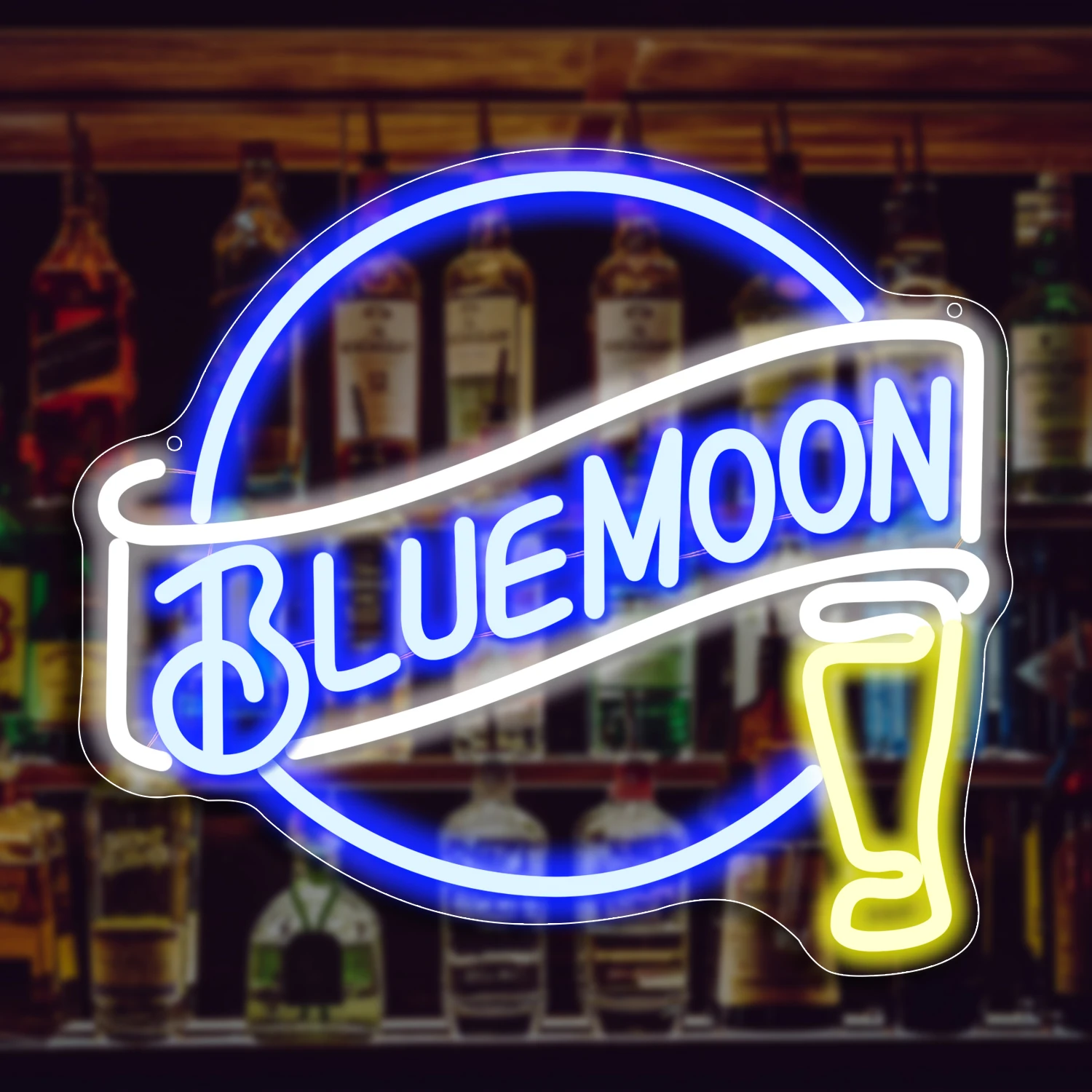 1 Stück Blue Moon Bar Neonschild-Dekoration, Geeignet für Männerhöhlen, Schlafzimmer, Geschäfte, Bierclubs, Bars und Kleine Kneipen
