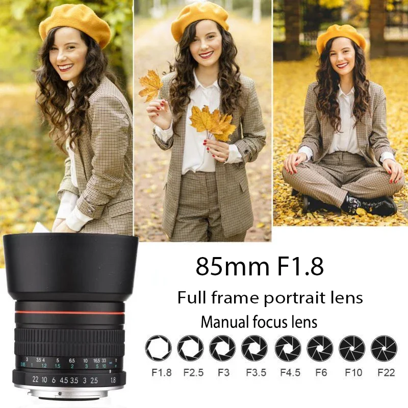 Lightdow 85mm F1.8 Medium Telephoto Manual Focus Full Frame Portrait Lens for Canon EOS R R3 R5 R6 R10 R100 Mirrorless Cameras