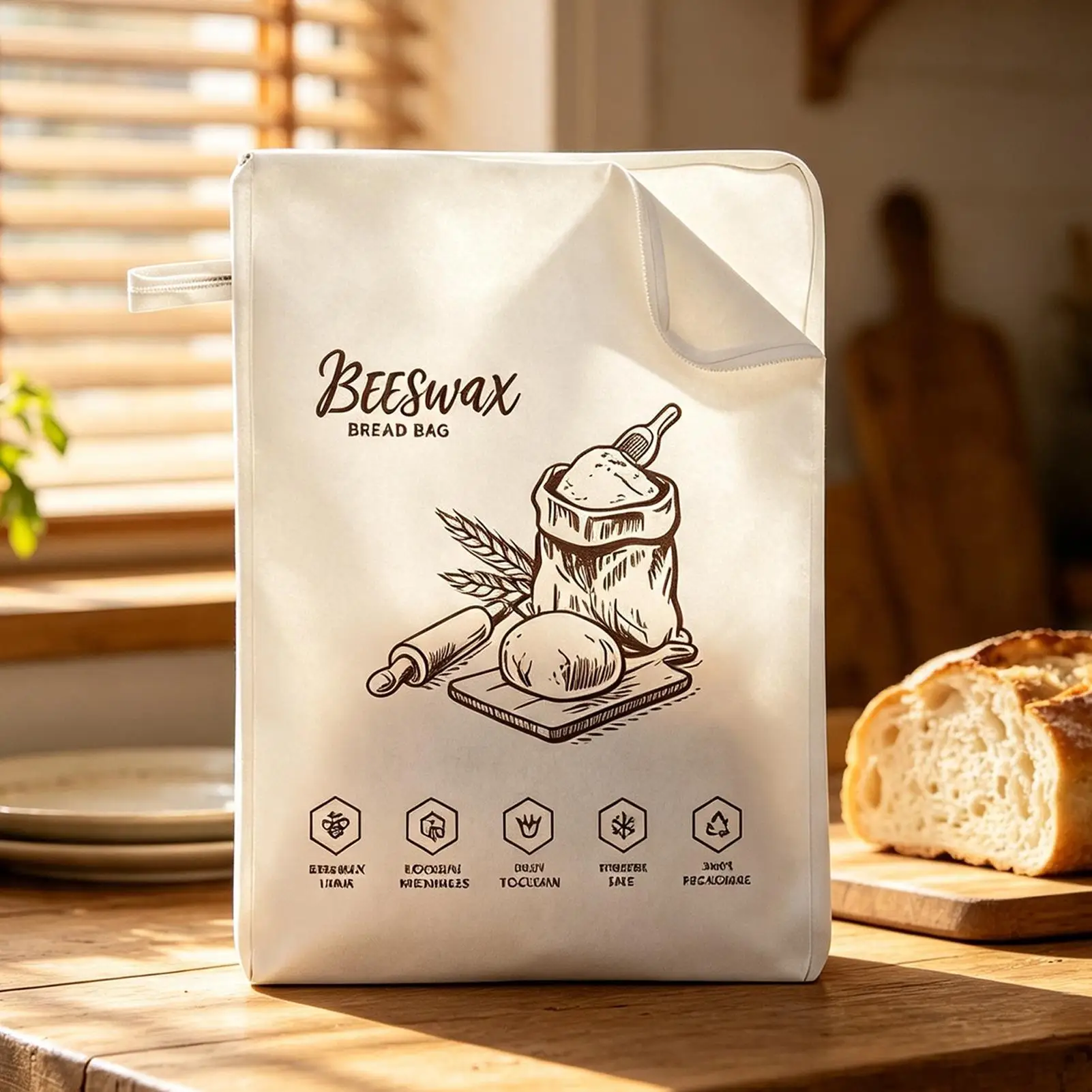 1PC Reusable Beeswax Bread Bag Airtight Freshness Preservation Pouch Reusable Bread Storage Bags for Bakers Hobbyists Food Fruit
