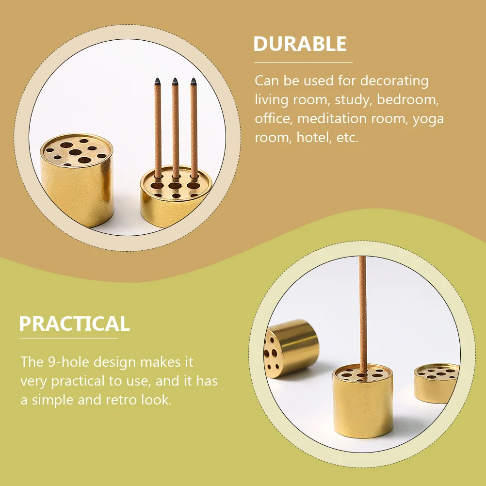 4 Pcs Incense Burner Stick Bases Home Stand Rack 9-hole Multi-hole Holder Golden Copper Holders