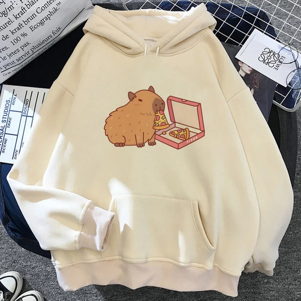 Capybara Hoodies Women Korean Style Aesthetic Fleece Pullover Winter Graphic Funny Hooded Shirt Female Korean Style Hoody