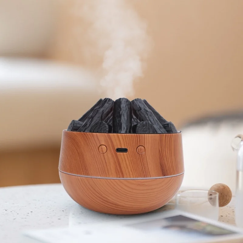 Quiet 300ml Flame Diffuser Humidifier Simulated Fire Desktop Easy Operate Aroma Mist Maker White