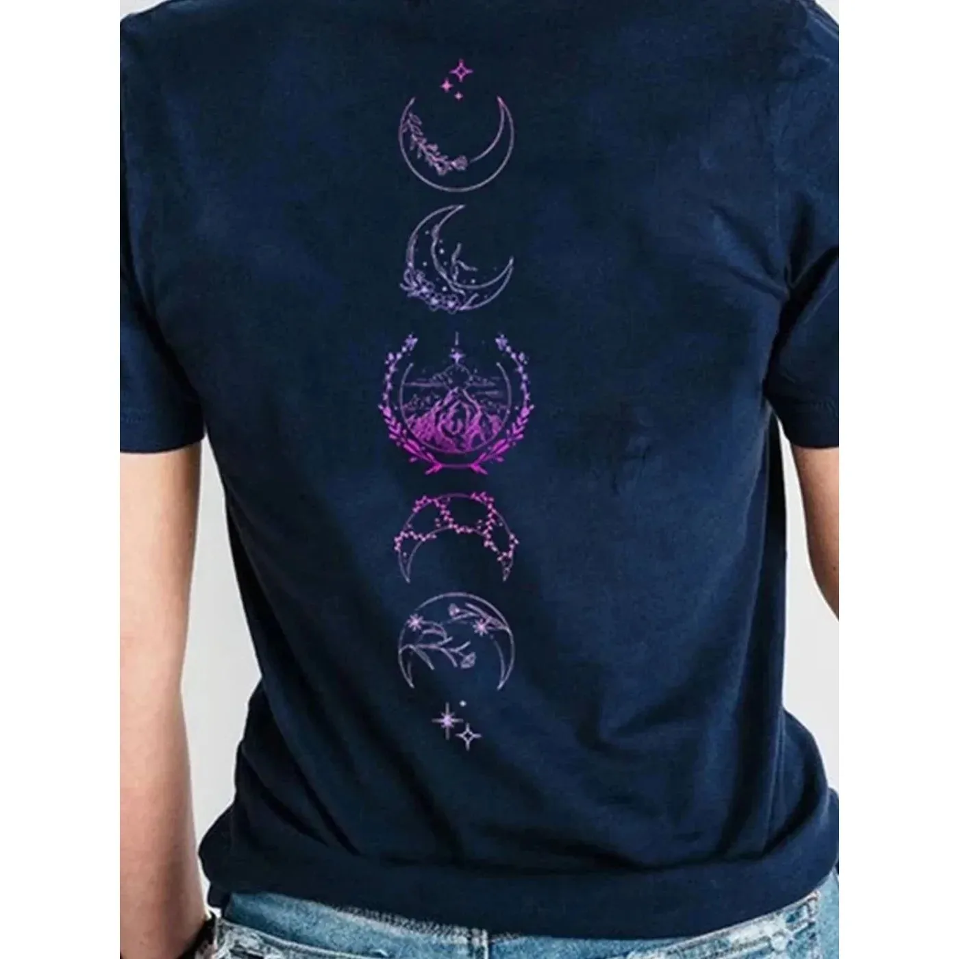 Velaris City of Starlight Acotar Tshirt Women's Cleanfit Cotton Top with Two-Sided Pattern A-Line Sleeves for Ladies