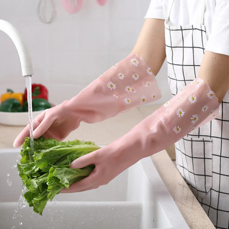 Pixel Panda Rubber household gloves Kitchen Cleaning Latex Laundry Dishwashing Gloves Wear Resistant Rubber Gloves