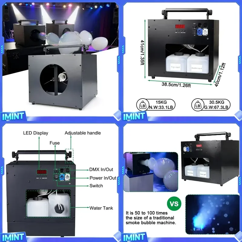 Igracelite 900W Giant Wedding Event Party Smoke Bubble Effect Machine DMX Remote Control Big Fog Bubble Maker Special Smog FX