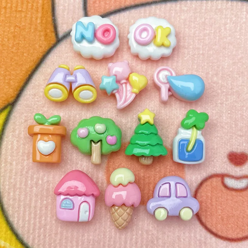 10Pcs Simulation Children Plaything Resin DIY Icebox Shoes Hat Barrette Mobile Phone Case Decoration Cream Glue Flat Back Patch