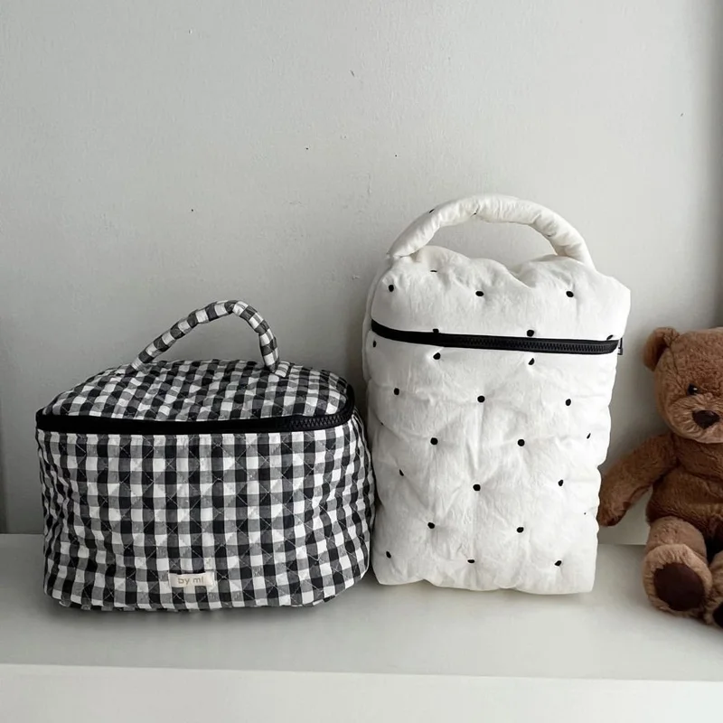 Bolsa de pañales portátil para cochecito de bebé, organizador de pañales acolchado, bolsas de mamá de lunares, accesorios para bebés, cambiador, almacenamiento