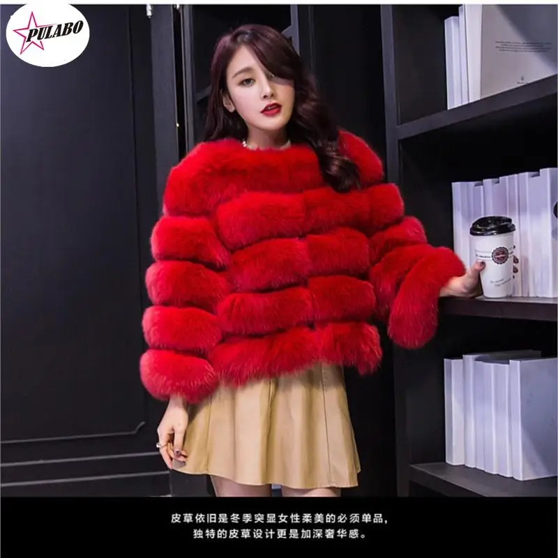 PULABO Winter Jacket Women Big Fluffy Artificial Fur Coat Fake Raccoon Fur Thick Warm Outerwear Streetwear No Removable Vesto