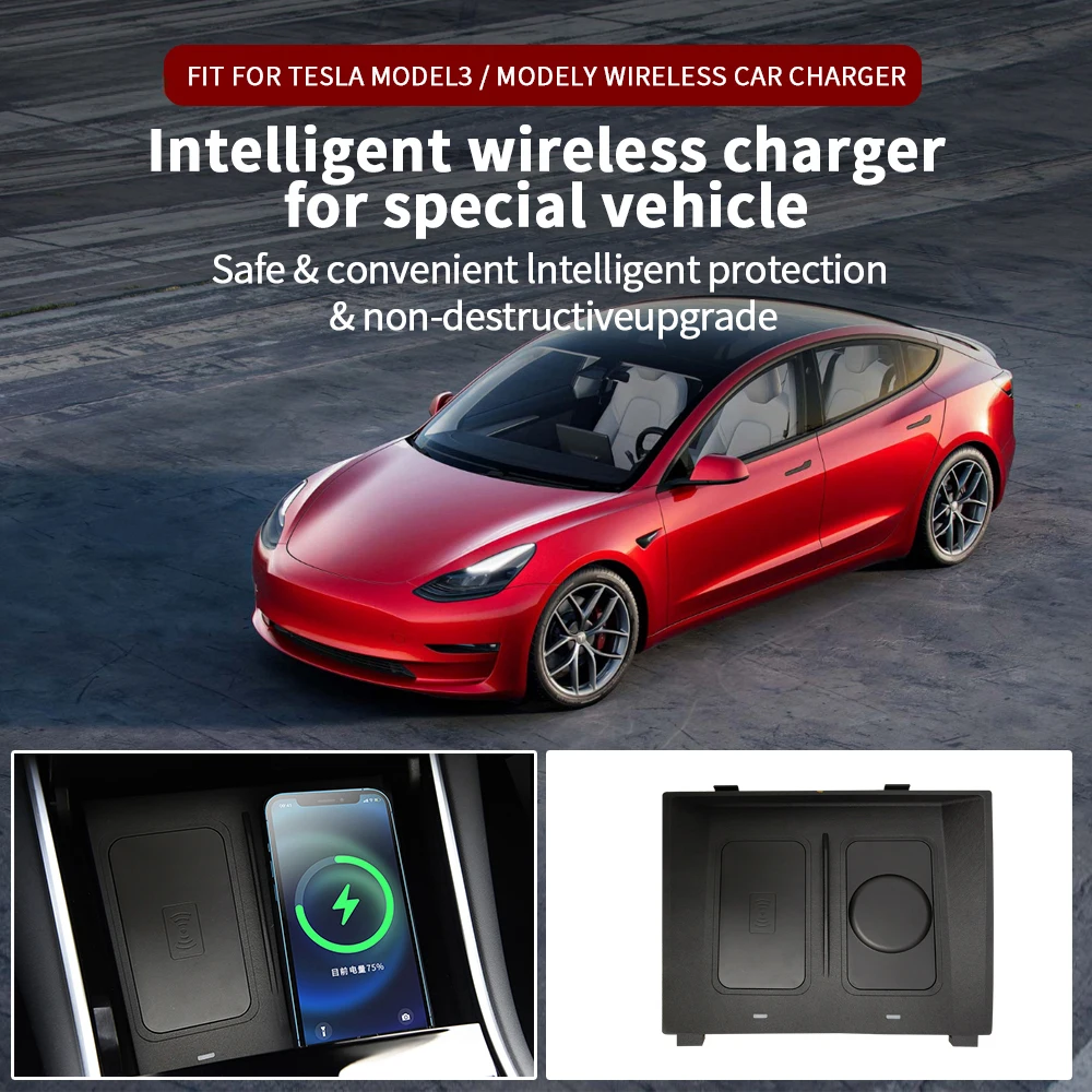 Dedicated Car Wireless Charger Center Console Fast Phone Charging Panel For Tesla Model 3 Model Y Interior Accessories