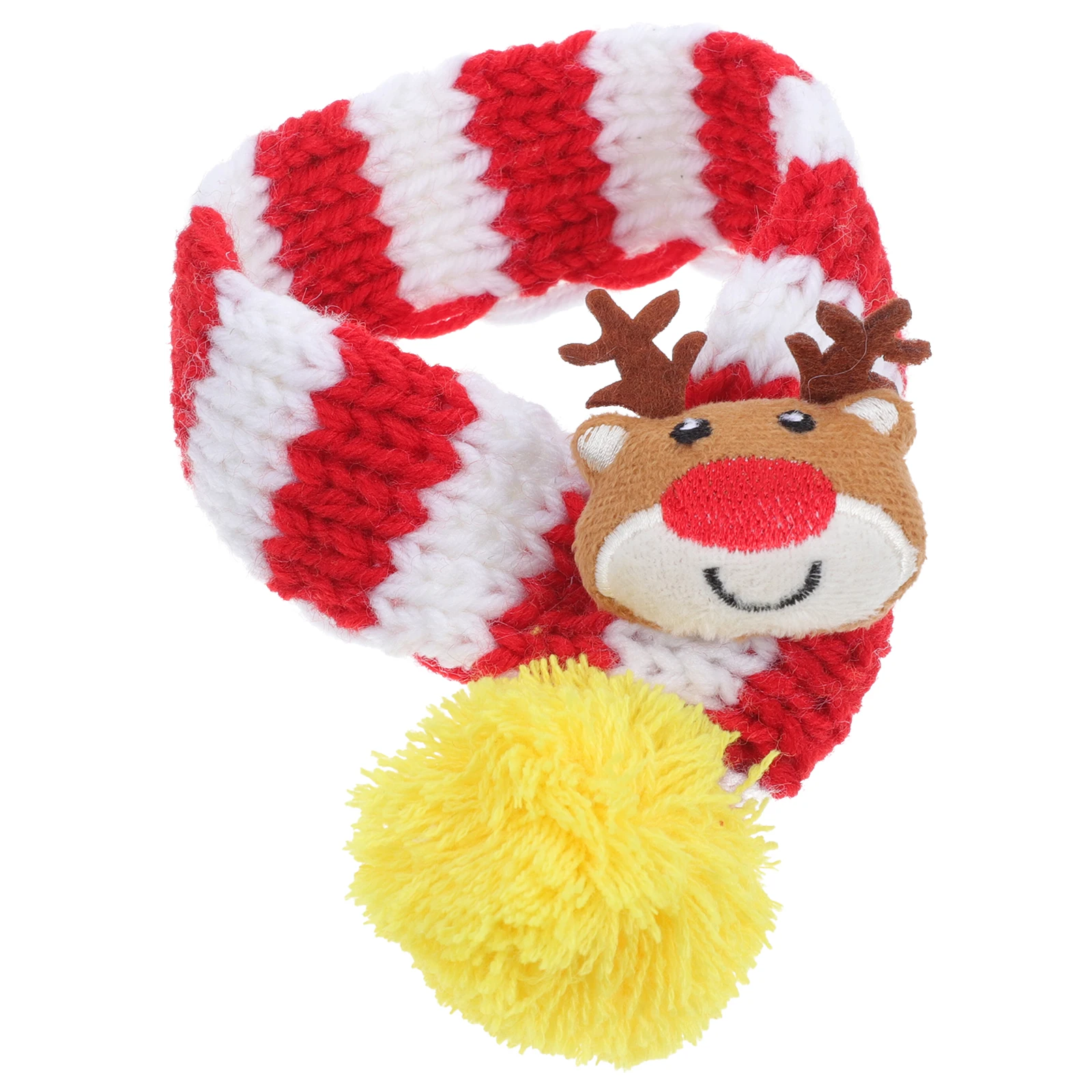 

Christmas Pet Scarf Cats Dogs Small Large Striped Wool Ball Cozy Festive Knitted Accessories Kitten Decorative Dog Wear Holiday