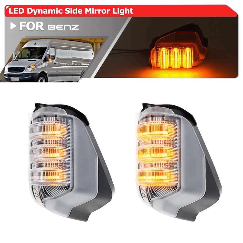

For 2006-2016 VW Crafter MAN TGE 2006-2025 Benz Sprinter W906 BR907/910 LED Sequential Rearview Mirror Turn Signal Light Blinker