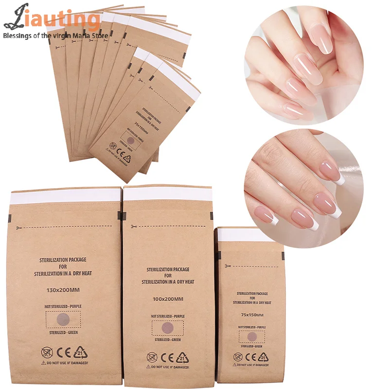 10Pcs Disposable Sterilization Disinfection Bag Set Nail Tools Sterilizer Kraft Bag Nails Equipment Disinfection Accessories