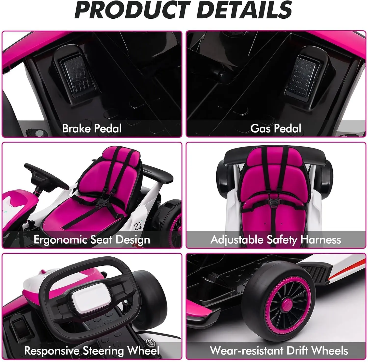 24V Electric Go Kart for Kids – Dual-Motor Drift Ride-On Racing Toy with Safety Belt, Drift & Sports Modes, Outdoor Gift for Boys & Girls Ages 6-12