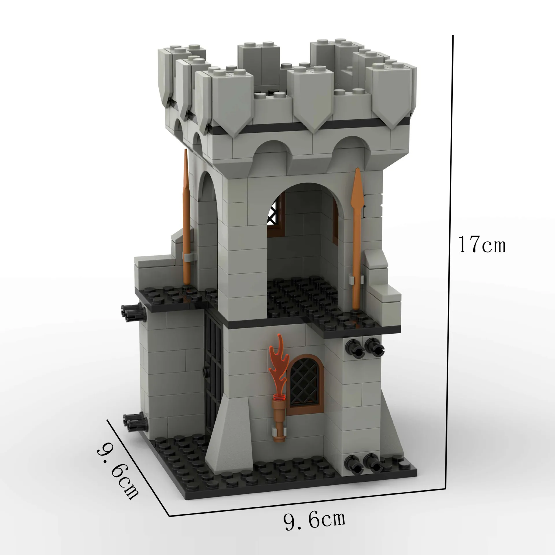 Blocos de construção de torre de castelo medieval, faça você mesmo, modelo de fortaleza de parede de cidade antiga, kits de arquitetura histórica para crianças e adultos