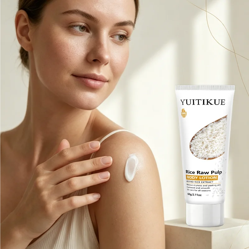 YUITIKUE 60g Rice Raw Pulp Moisturizing Lotion Natural Rice Essence Nourish Rough Dry Skin Long Lasting Hydration Body Care