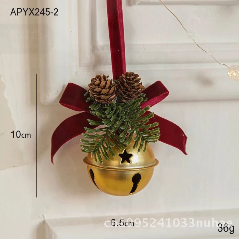 

Hong Kong Heng Christmas Tree Decoration Red Velvet Bow with Bell Small Pendant for Door Car Ornament Universal Gift