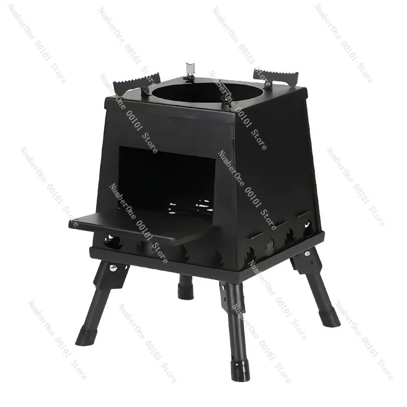 Stainless Steel Portable Wood Burning Stove Outdoor Camping Cook Stove Foldable Chimney Tent Heater Compact Firewood Furnace