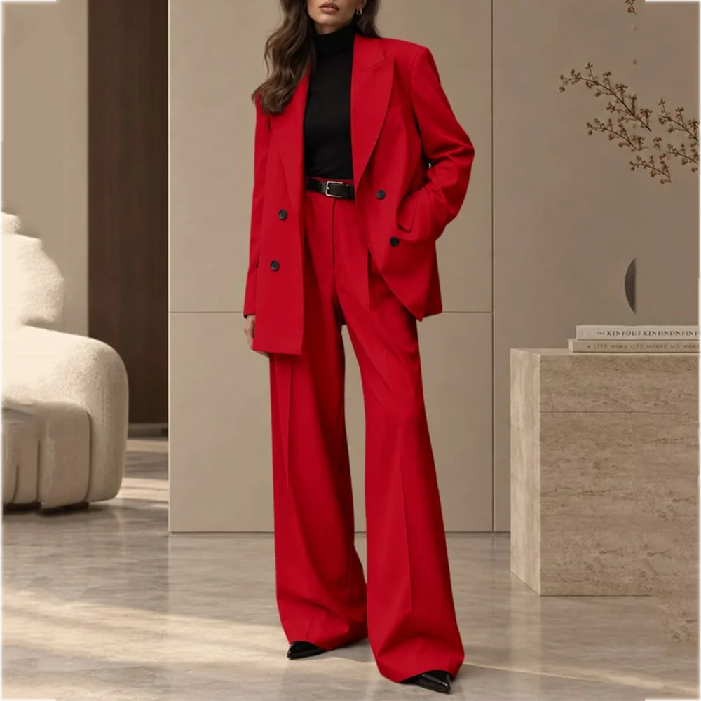 Women'S Red Formal Wear - Traje clásico rojo para mujer, blazer