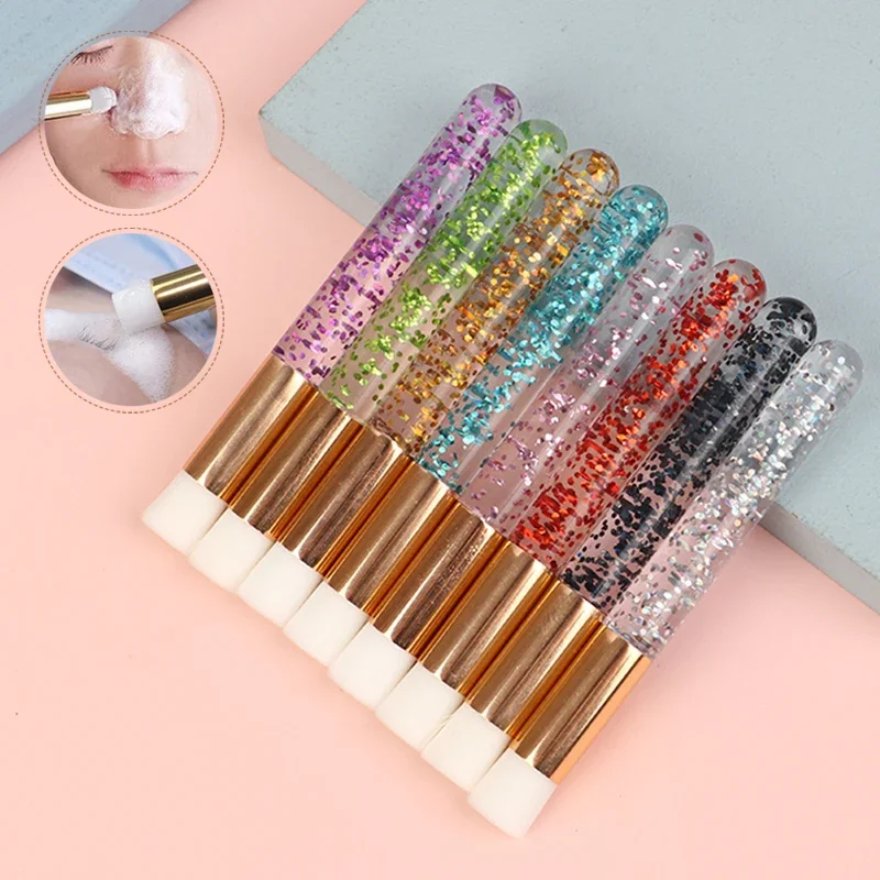5Pc Professional Eyelash Extension Shampoo Cleaning Brush Pink Shining Eye Lash Lift Foam Cleaner Brushes Nose Face Clean Tools