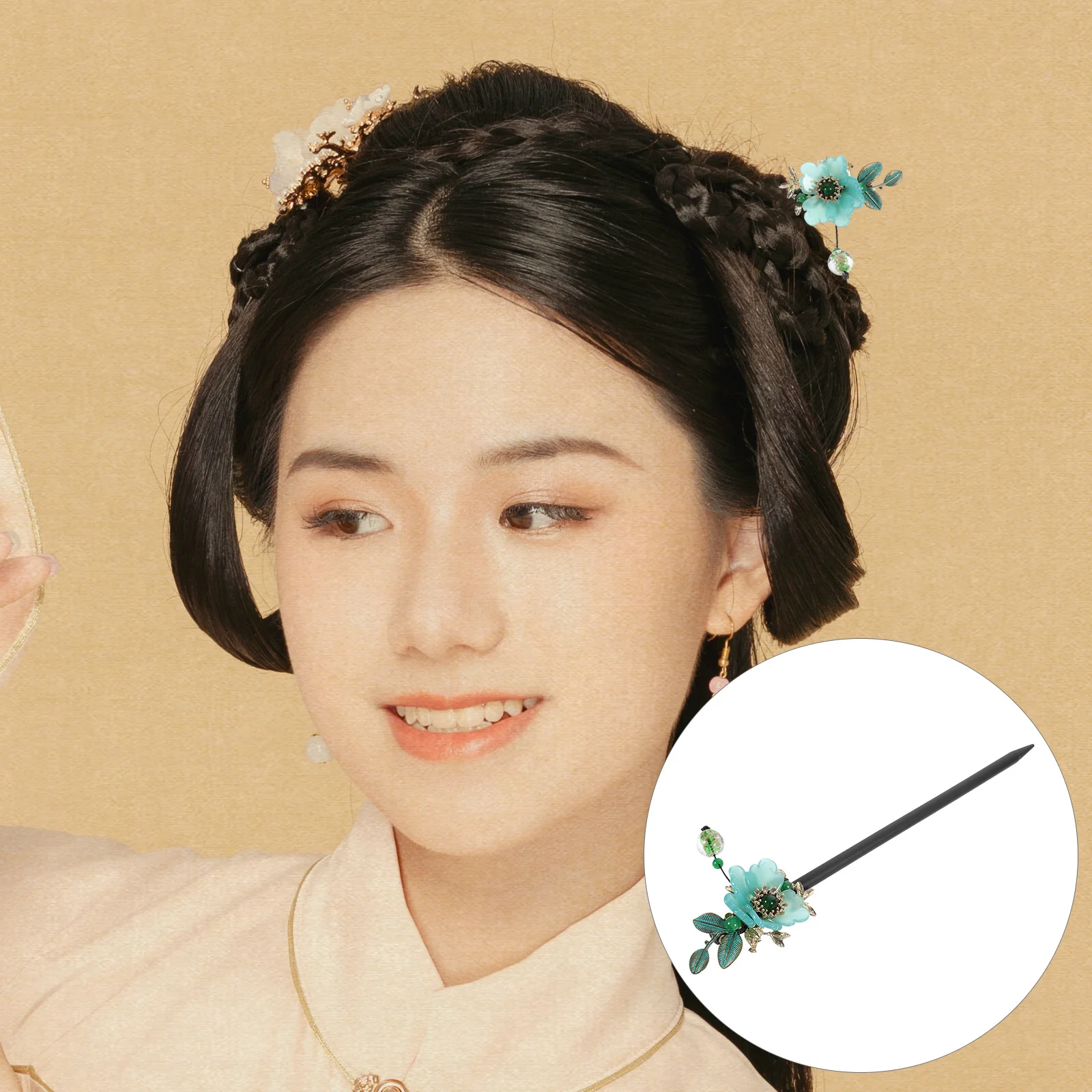 

Curly Hair Headdress Hairpin Retro Style Antiquity Pins Vintage Decor Bronze Copper Flower Hanfu Sticks Accessory Women's Miss