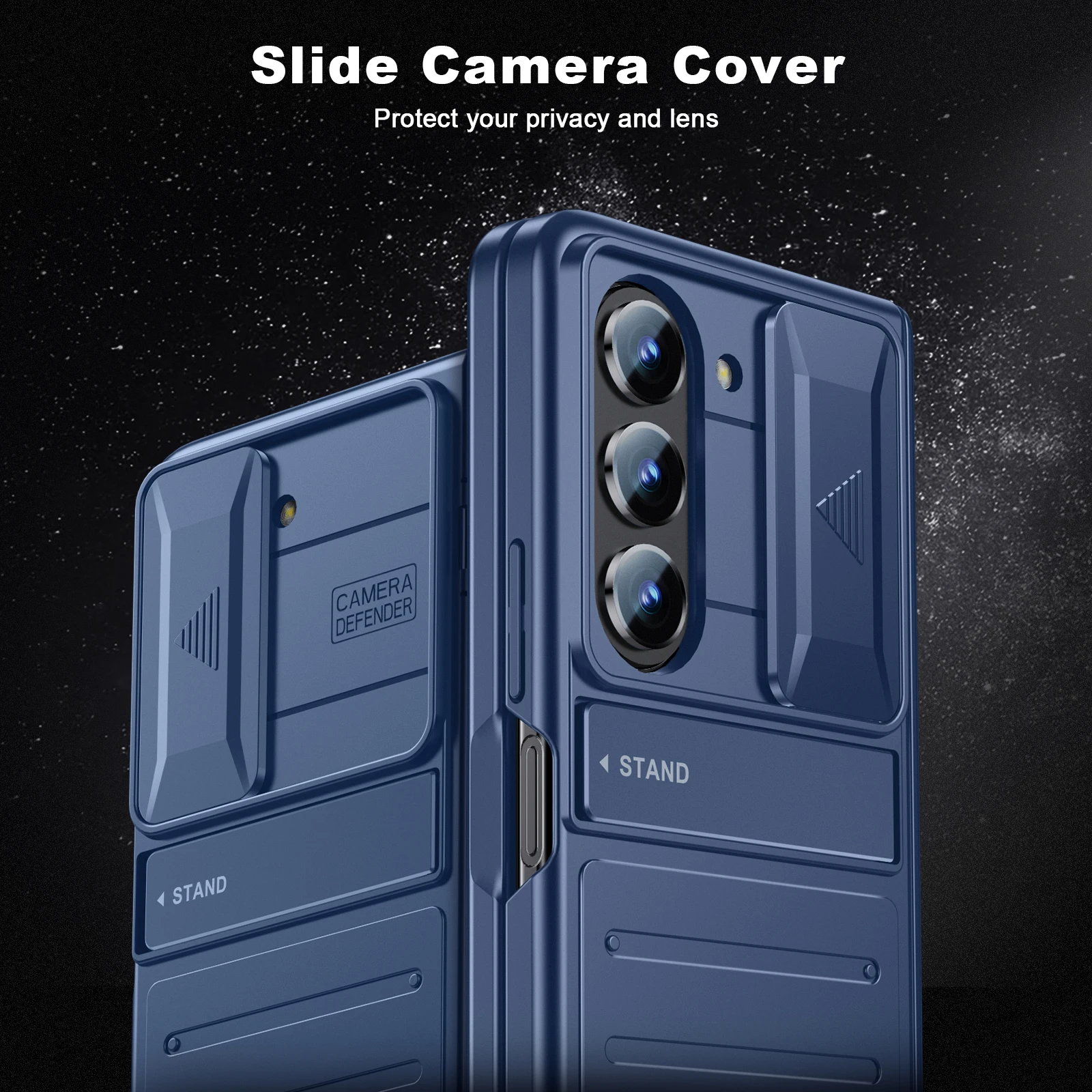 Shockproof Armor Case for Samsung Galaxy Z Fold 5 All-Inclusive Hinge Protection Case With Hidden Stand Slide Camera Lens Cover