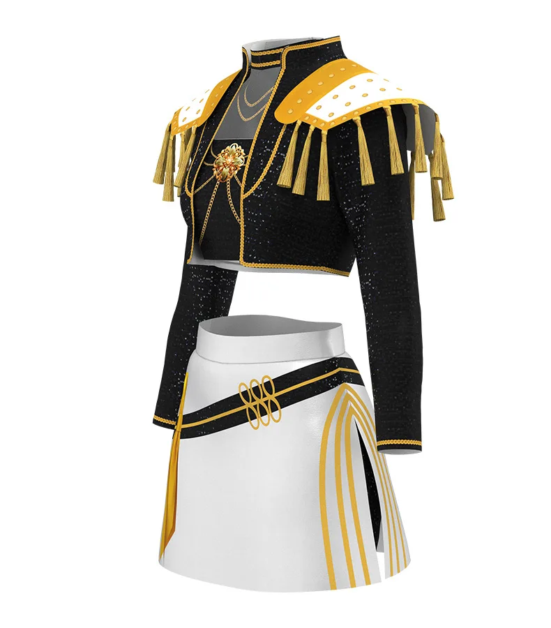 أزياء الفتيات رومي زوي ميرا التأثيرية KPop شيطان الصيادين التأثيرية للأطفال بدلة ذهبية سوداء للهالوين هنتركس لعب الأدوار #4