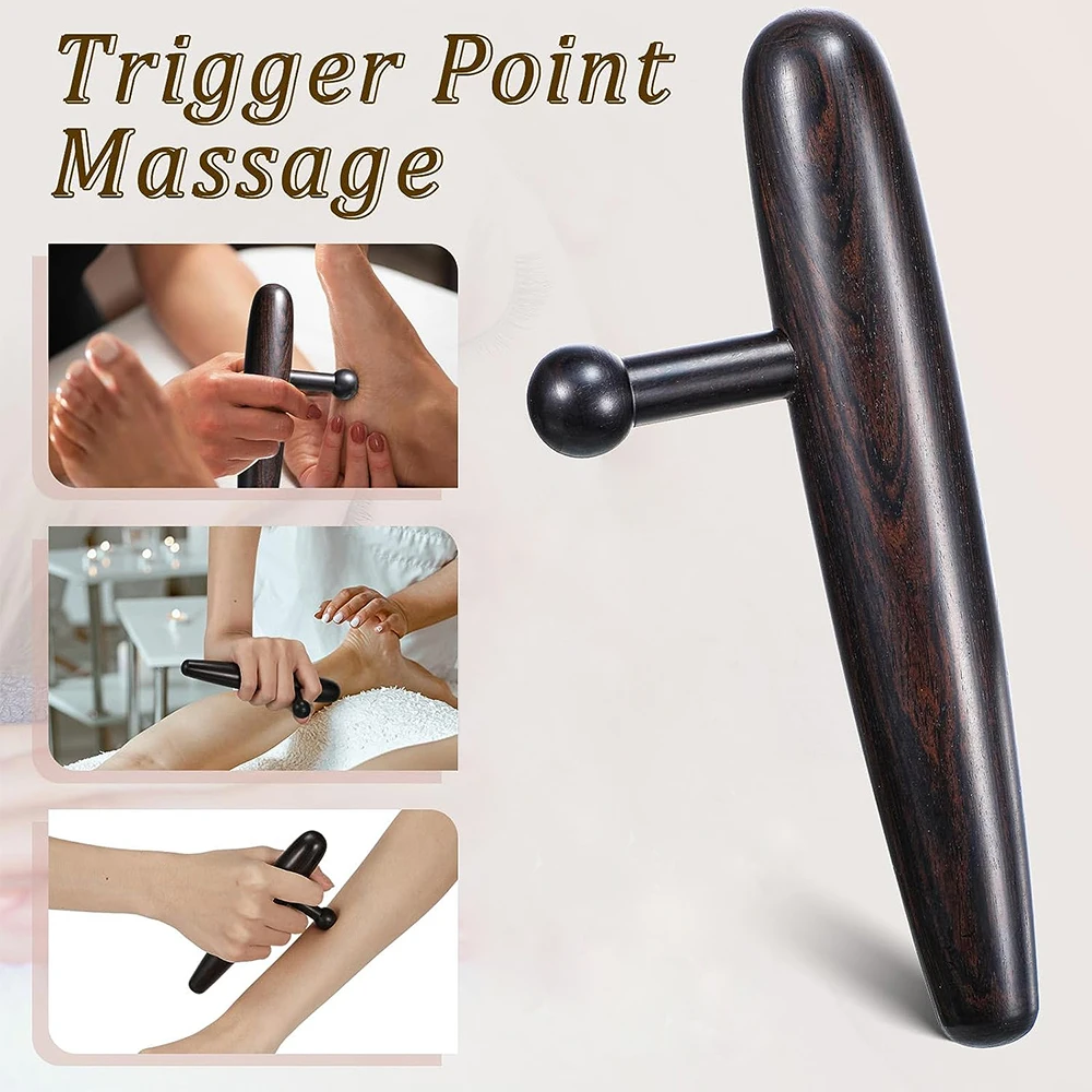 1Pcs Wooden Acupuncture Massage Stick Solid Wood Foot Reflexology Shiatsu Thai Massager Acupoint Therapy Relaxation Tools