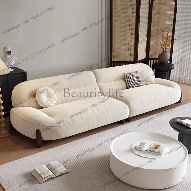 

Italian minimalist light luxury cream style sofa curved cloud flannel small apartment living room straight row modern simple