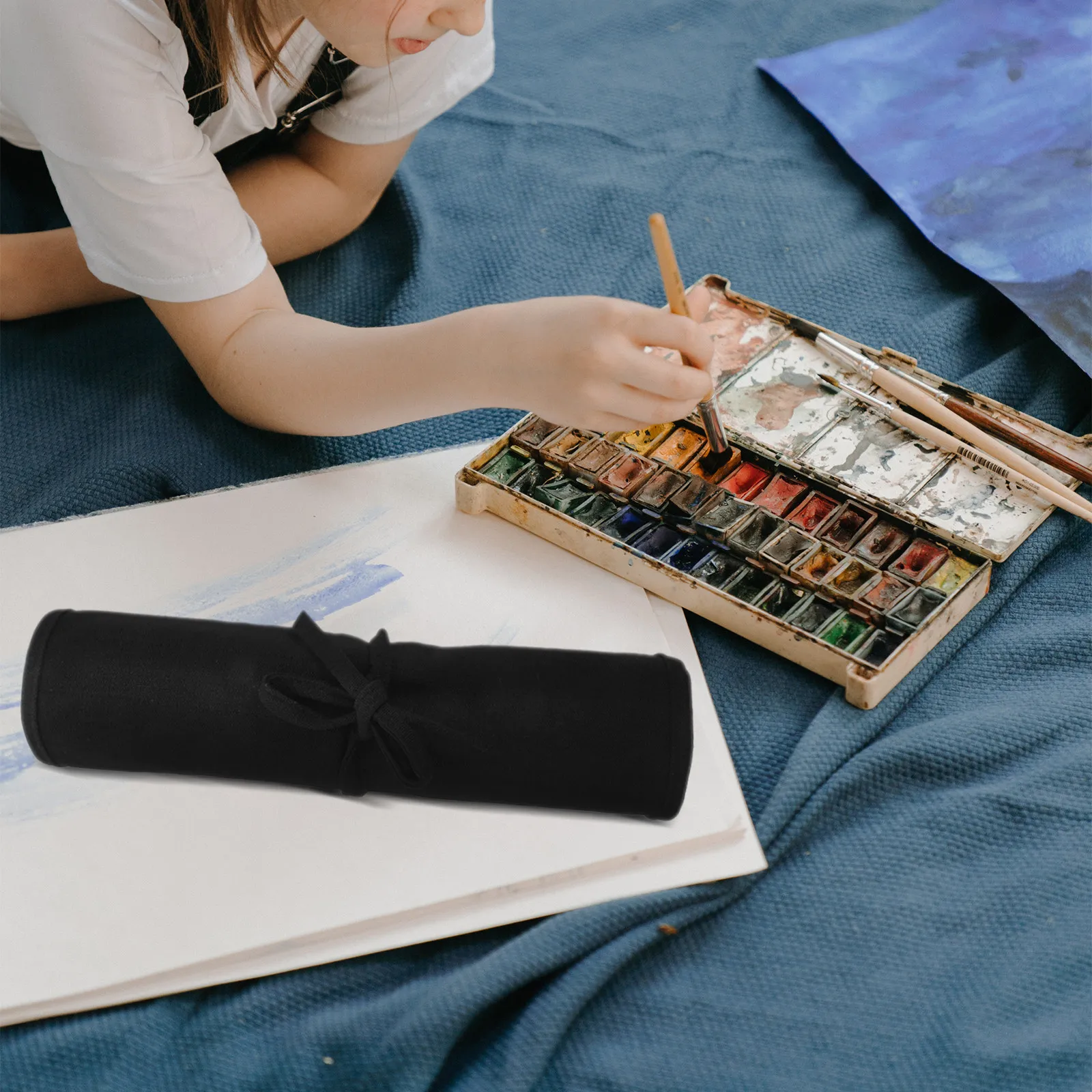 

Сумка-ролл для ручек и кистей из холста, большая вместимость, органайзер для художественных принадлежностей, держатель для каллиграфических кистей, чехол для рисования