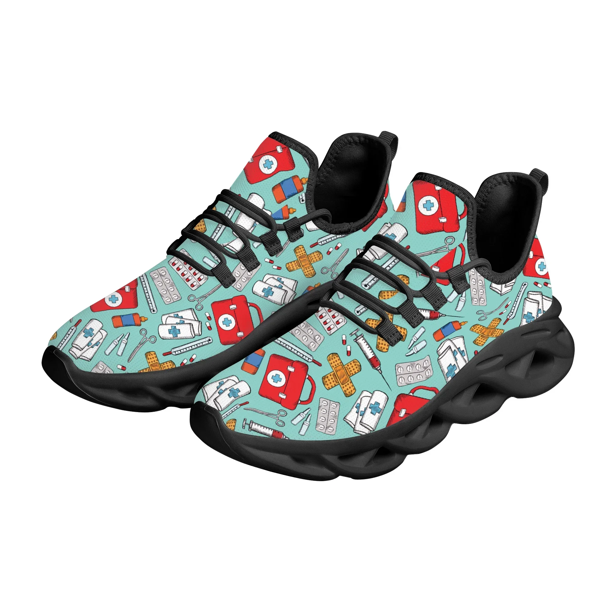 Red Medical Box Design Outdoor Shoes Female Running Sneakers Light Mesh Women's Footwear Knitted Platform Shoes