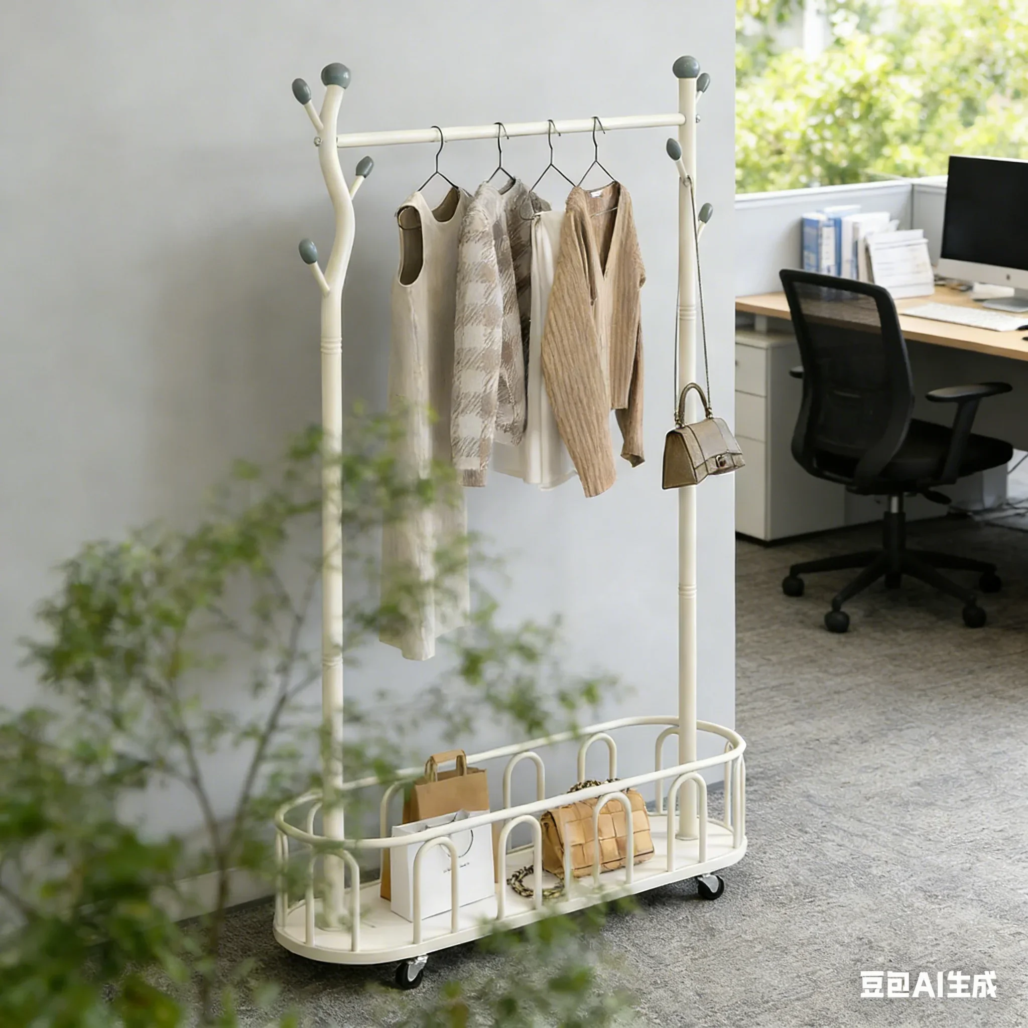 AOLIVIYA Modern Light Minimalist Clothes Rack Floor Standing With Mobile Wheels Bedroom Drying Rack For Home Living Room Interne