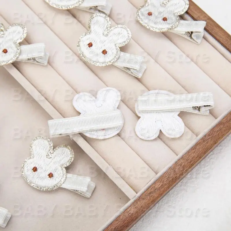 

Q81A 1 Pair Rabbit Hairpins Embroidery Hair Clip Fashion Headdress for Children and Youth Comfortable and Durability