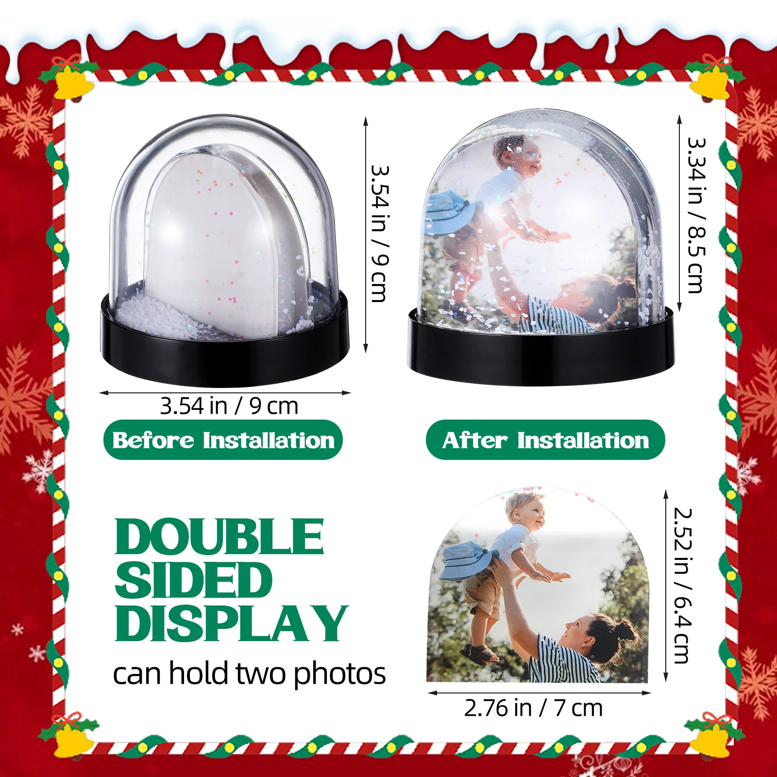 

Пустой пластиковый снежный шар для самостоятельного оформления фотографий, креативный декор для дома, подарок, снежный шар с местом для вставки фото, для сублимационной печати