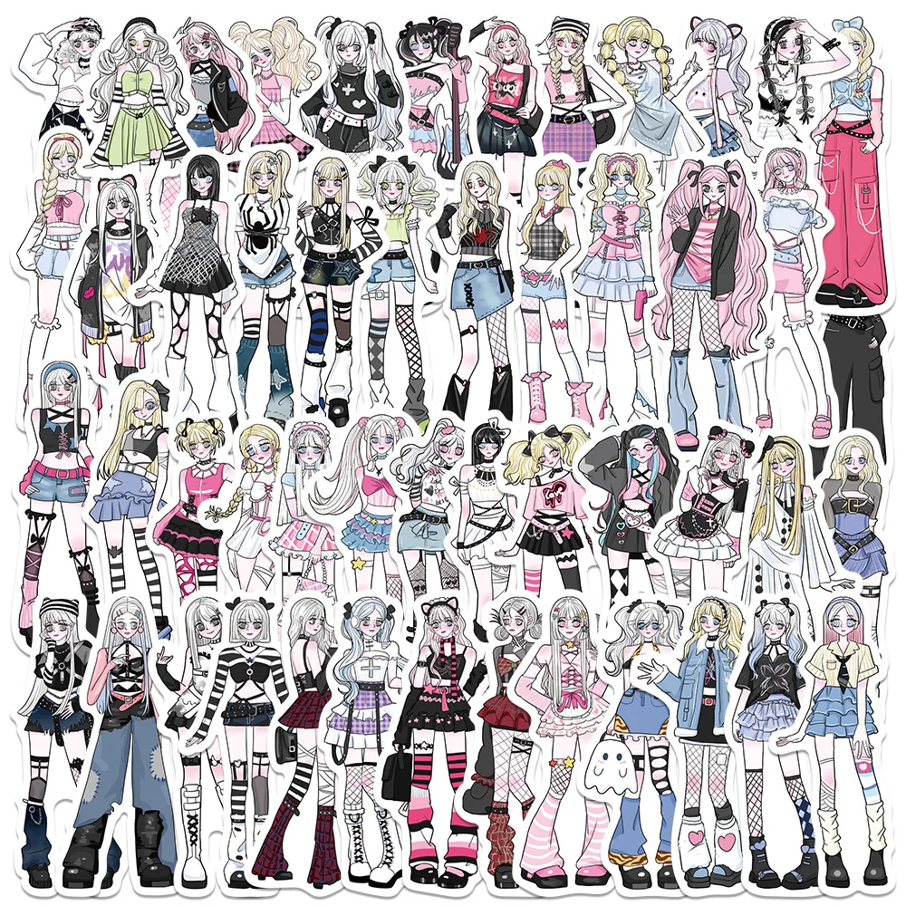 

50pcs Beautiful Girls Stickers Fashion Cool DIY Graffiti Decals For Laptop Luggage Guitar Skateboard Fridge Water Bottle Sticker