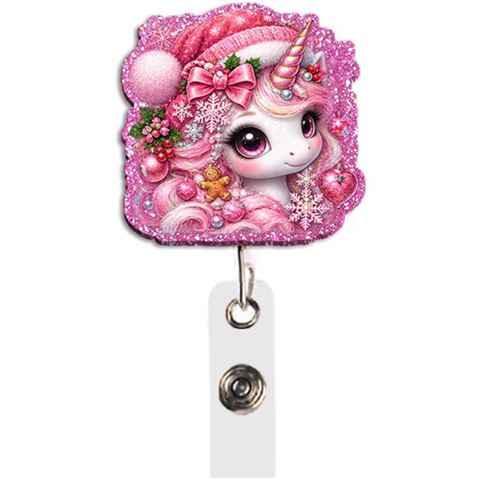 Kawaii Sparkly Unicorn Badge Reel Collection Styles Retractable with Clip for School Office