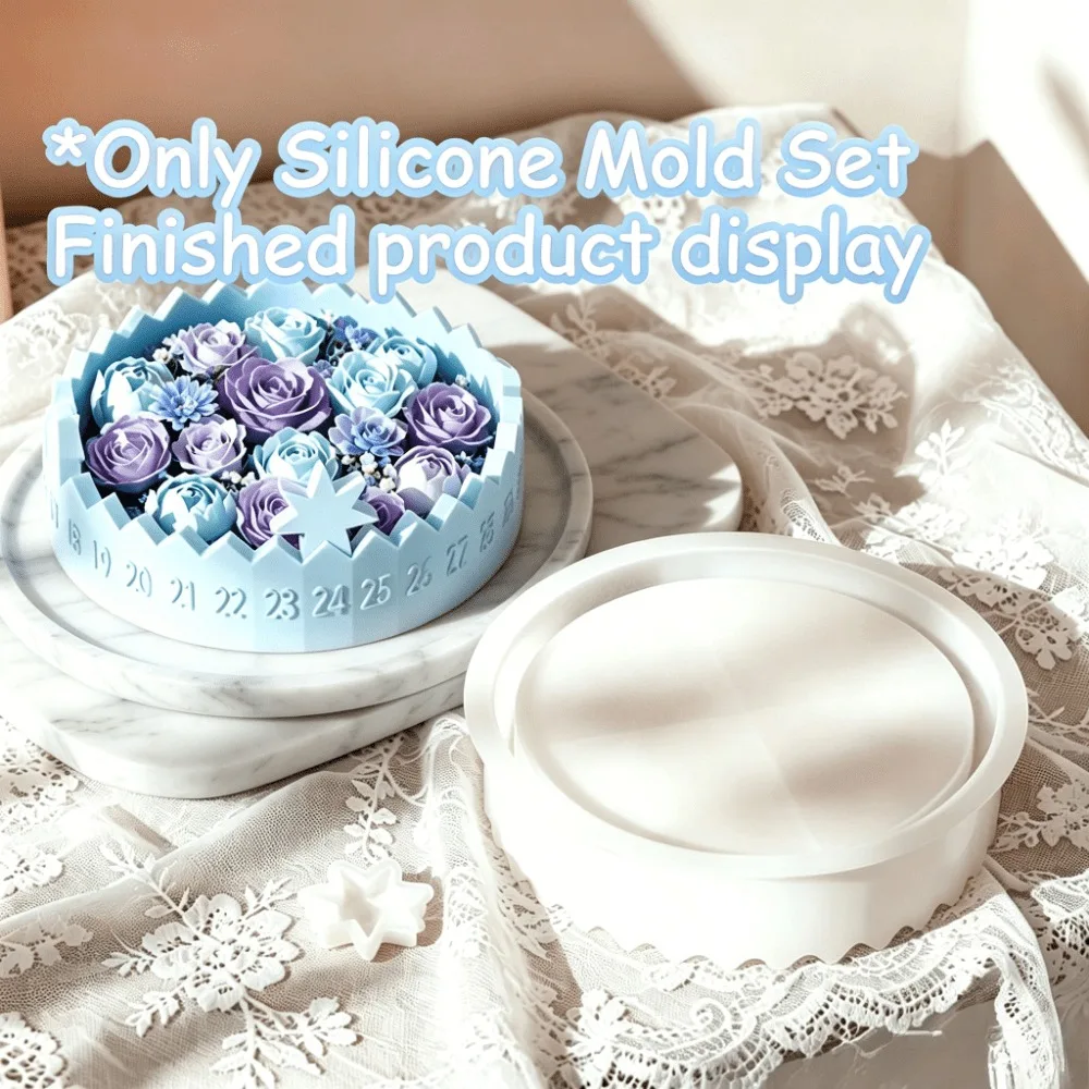 31 Days Countdown Calendar Silicone Mold Set, Large Crown-Shaped Resin Casting Tray Mould for Epoxy Resin DIY Jewelry Storage Dish, Home Decor Ornament, Handmade Crafts, Unique Numbered Edge Design with Detachable Star Mold Set
